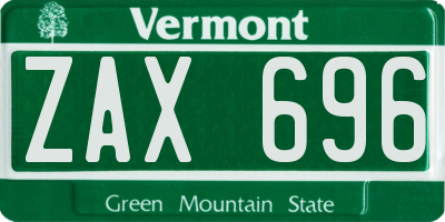 VT license plate ZAX696
