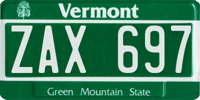 VT license plate ZAX697