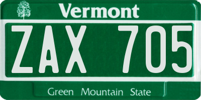 VT license plate ZAX705