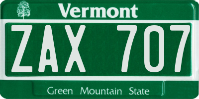 VT license plate ZAX707