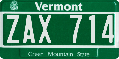 VT license plate ZAX714