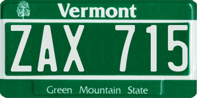 VT license plate ZAX715