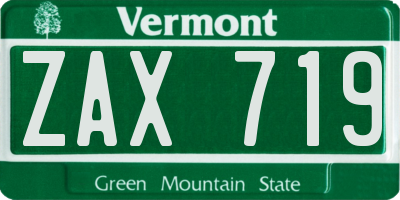 VT license plate ZAX719