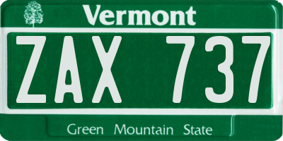 VT license plate ZAX737