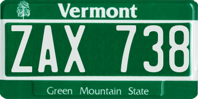VT license plate ZAX738