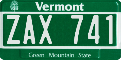 VT license plate ZAX741