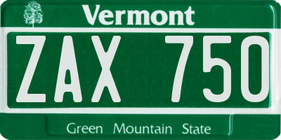 VT license plate ZAX750
