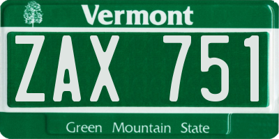 VT license plate ZAX751