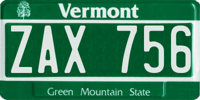 VT license plate ZAX756