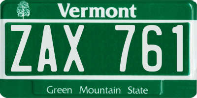VT license plate ZAX761