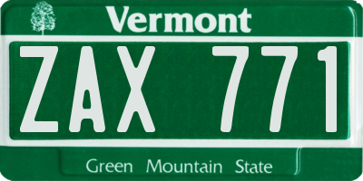 VT license plate ZAX771