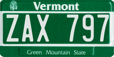 VT license plate ZAX797