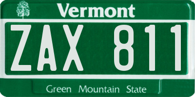 VT license plate ZAX811