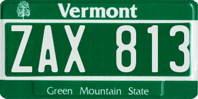 VT license plate ZAX813