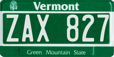 VT license plate ZAX827