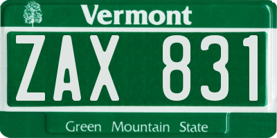 VT license plate ZAX831