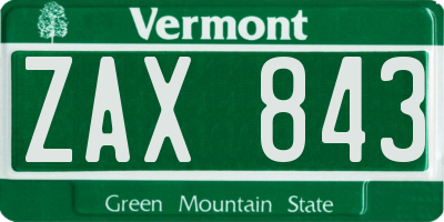 VT license plate ZAX843