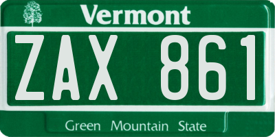 VT license plate ZAX861