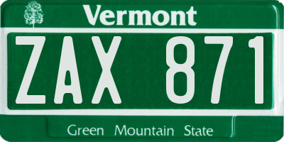 VT license plate ZAX871
