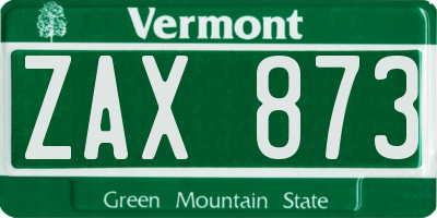 VT license plate ZAX873