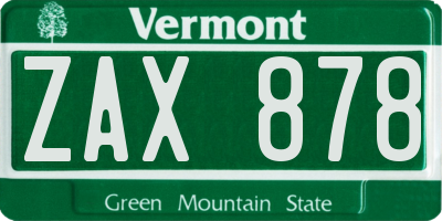 VT license plate ZAX878