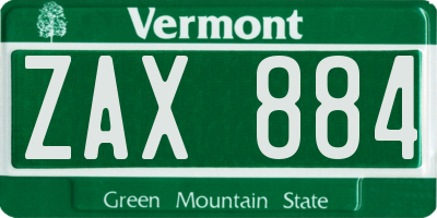VT license plate ZAX884
