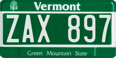VT license plate ZAX897