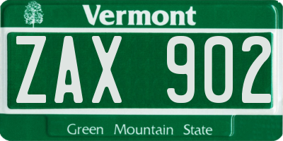 VT license plate ZAX902