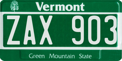 VT license plate ZAX903
