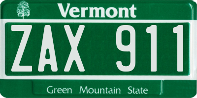 VT license plate ZAX911