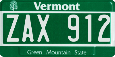 VT license plate ZAX912
