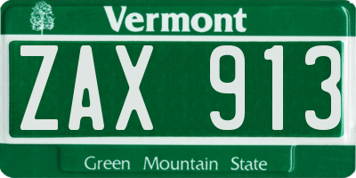 VT license plate ZAX913