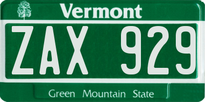 VT license plate ZAX929