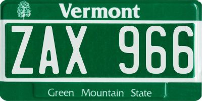 VT license plate ZAX966