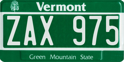 VT license plate ZAX975