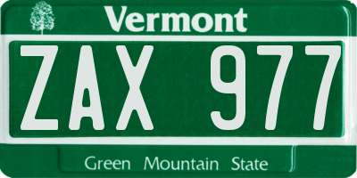 VT license plate ZAX977
