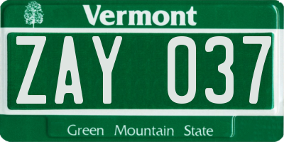 VT license plate ZAY037