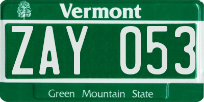 VT license plate ZAY053