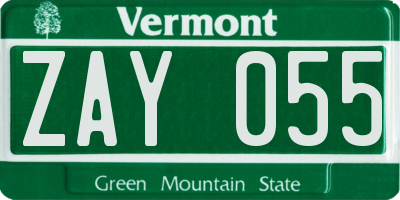 VT license plate ZAY055