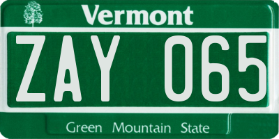 VT license plate ZAY065