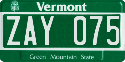 VT license plate ZAY075