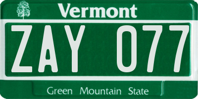 VT license plate ZAY077