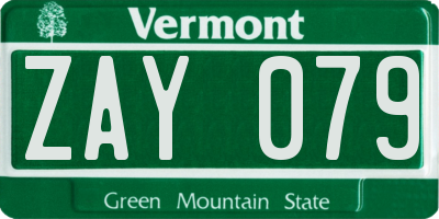 VT license plate ZAY079