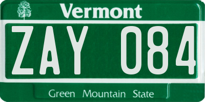 VT license plate ZAY084