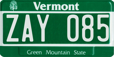 VT license plate ZAY085