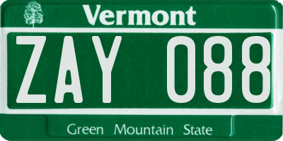 VT license plate ZAY088