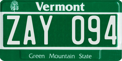 VT license plate ZAY094