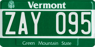 VT license plate ZAY095