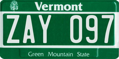 VT license plate ZAY097