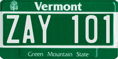 VT license plate ZAY101